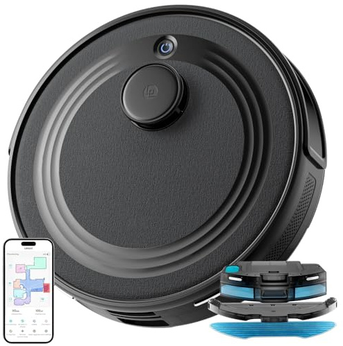 Lefant M2 Staubsauger Roboter mit No-Go-Zonen, Saugroboter mit Wischfunktion 6000Pa, 2.4G/5GHz Wi-Fi, 140Min, Mehrstufiges Mapping, Saug und Wischroboter für Tierhaare, Teppiche und Hartböden