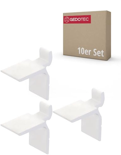 Gedotec Tablarträger Metall Regal-Bodenträger zum Einhängen in Schiene - SYSTEM | Stahl verzinkt | Halterung für Holz-Böden & Tablarböden | 10 Stück - Fachbodenträger für Regalträger-Schiene