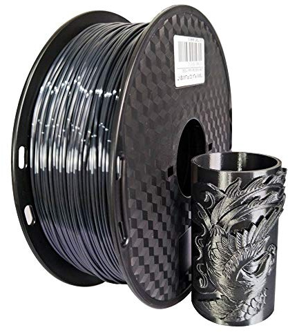 Silke Svart PLA siden PLA filament 1,75 mm för 3D-skrivare och pennor, sot, 1 kg (2,2 pund) spole 3D PLA-tryckmaterial silkeglänsande som metall