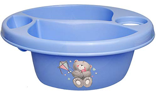alles-meine.de GmbH Waschschüssel/Kinderwaschbecken - blau Tiere - Teddybär - Teddy Bieco - 3 Kammern - Baby - Putzeimer - Windeln Wickelschüssel - Windel Babywindel - für ..
