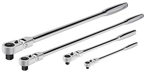 Powerbuilt 4 Stück Pro Tech 72 Zähne Long Reach Flex Head Ratschen-Set, Konturgriff, Extra Langer Griff Ratsche, Flexkopf, 72 Zähne - 240238