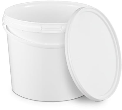 BenBow Secchio con coperchio 5l bianco 10x 5 litri sicuro per gli alimenti, stabile, ermetico, a prova di perdite, inodore - contenitore di plastica, con manico - vuoto