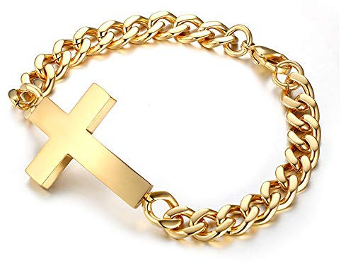 WANGLXTC Mode Titan Stahl Armband, Poliert Panzerkette Kettenarmband Schmuck Exquisiter Accessoire für Herren, Hoch Handgelenk, Tolles Geschenk Exquisit, Golden
