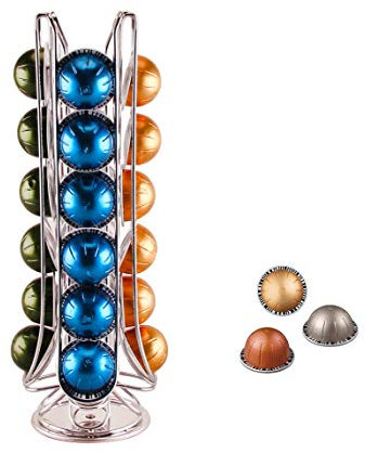 Exzact Kaffeekapselhalter, kompatibel mit Vertuo, nicht von Vertuo verkauft oder hergestellt, maximale Kapazität 24 Kapseln, drehbarer Kaffeekapselständer (neue Verpackung)