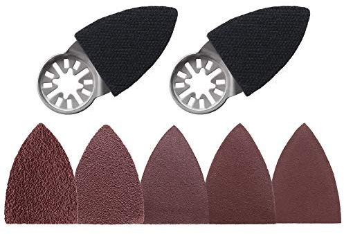 The Lord of the Tools 52Pcs Oscillating Multi Tool Finger Sanding Pads Accessories Kit 52x37x7mm Triangular Finger Sanding Pads & Sandpaper Universal Interface