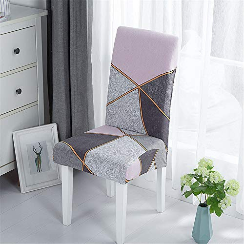 Morbuy Patchwork Stuhlhussen Set Stretch Beschützer Stuhlbezug Stuhlüberzug, Universal Elastische Spannbezug Hochzeit Weihnachten Partys Bankett Hotel Dekor (6 Stück,Grau rosa)