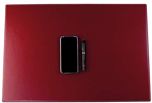 DELMON VARONE - Personalisierbare Schreibtischunterlage XL Cambridge Top Grain Leder rot, Rutschfeste Schreibunterlage abwaschbar, Schreibtisch Unterlage geeignet als Mouse Pad, 65 x 45 cm
