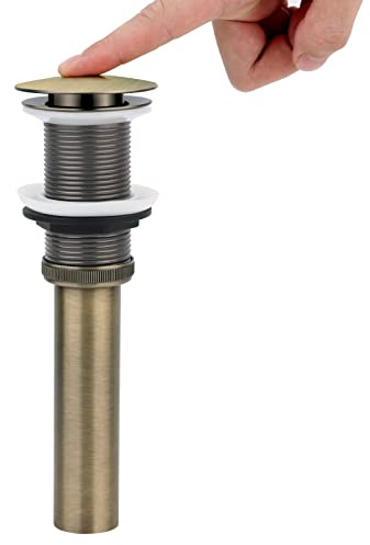 WasserRhythm Pop Up Basin Waste Unslotted Bathroom Sink Waste Bronze Click Clack Sprung Plug Waste Drain Stopper Without Overflow