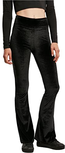 Urban Classics Ladies High-Waist Velvet Boot-Cut Leggings Donna Leggings Nero L