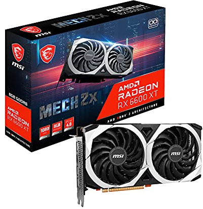 msi Gaming AMD Radeon RX 6600 XT 128-bit 8GB GDDR6 DP/HDMI Dual Torx Fans FreeSync DirectX 12 VR Ready OC Graphics Card (RX 6600 XT MECH 2X 8G OC)