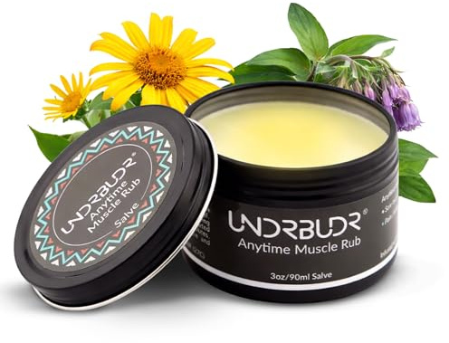 UNDRBUDR Anytime Muscle Rub Salve with Arnica, Comfrey & Essential Oils - Balm for Muscle Soreness, Joint Discomfort & Workout Recovery, Natural Formula for Athletes & Active Lifestyles (3 oz)