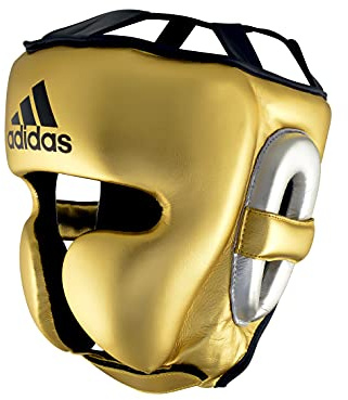 adidas Adistar Pro Boxing Headguard - for Men, Women, Unisex - for Boxing Kick Boxing Protection (Small, Black/Gold)