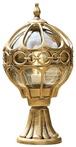 Mengjay Sockelleuchten Außen Retro Wegeleuchten, Aluguss Ball Glas Lampenschirm Garten Pfad Rasen Light, Aussen Kugel Antik 220V Wasserdichte IP23 Säulenlicht, Terrasse Landschaft Hof Außensäulenlicht