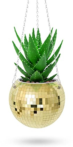 OtNiap Discokugel Blumenkasten - Gold, hängend, Innen, 15,7 x 15,7 x 66 cm (LxBxH)