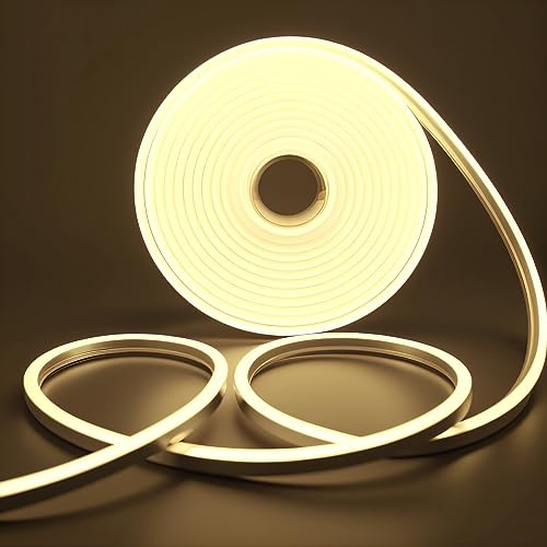SUCIKORIO Neon Strip Light 2m / 6.6ft, Flexible LED Strip Lights Natural White 4000K Cuttable Waterproof IP65 Neon Rope Light 220-240V DIY Lights for Indoor & Outdoor