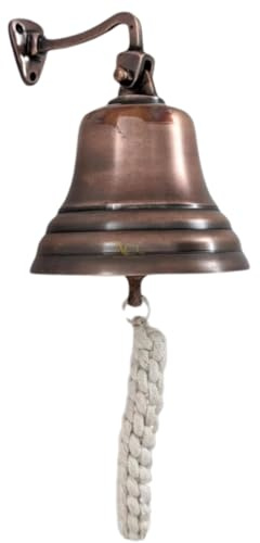 ACL Home Pub Bar Zubehör Handtürklingel - Wandmontierte Bar-Türklingel Nautische Dekorationen - Einzigartige Kupfer-Türklingel mit Lauten und knackigen Klängen Ideal für Weihnachten (10 inch)