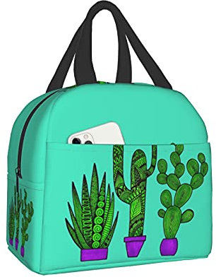 FJAUOQ Tre cactus pranzo al sacco riutilizzabile pranzo al sacco contenitore per alimenti per donne uomini adulti lavoro viaggio picnic