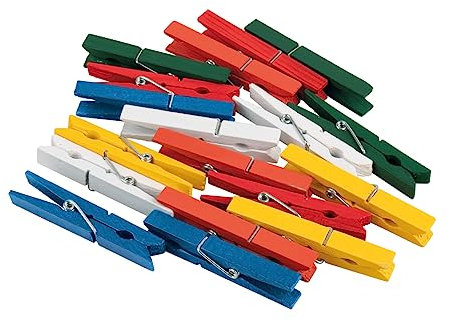 Rayher Wäscheklammern aus Holz, 72 mm, Beutel 18 Stück, bunt sortiert, Holzklammern, Zierklammern farbig, Deko-Klammern Holz, FSC zertifiziert, 64585999