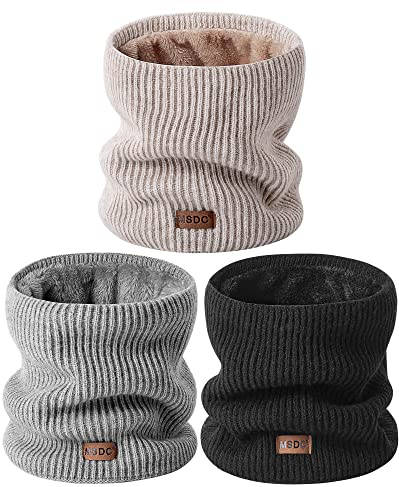 MSDC Schal Herren Winter 3 Stück, Halswärmer Schlauchschal Damen Thermal Dick Warm mit Fleece Gefüttert Kaltes Wetter, Loop Halsschlauch Halstuch Herren Ski-Gesichtsmaskenabdeckung