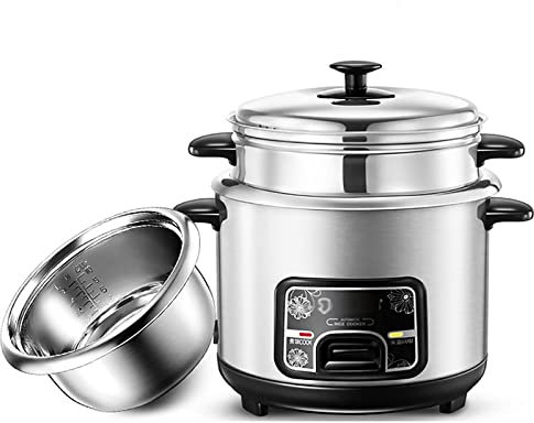SilteD Mini Olla Arrocera Y Vaporera con Espátula Y Taza Medidora Función De Calentamiento (2/3/4/5L) Revestimiento De Acero Inoxidable 201 para 1-7 Personas,5L