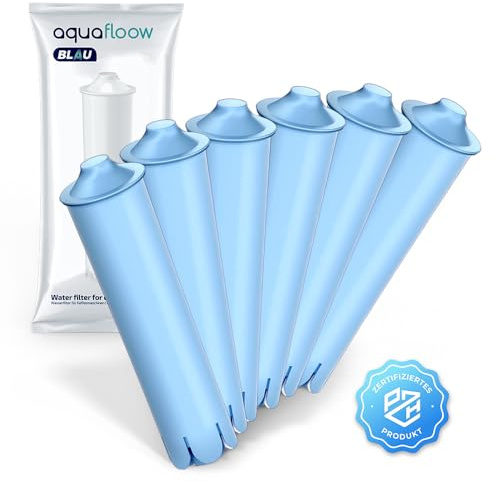 Aquafloow Filtre à Eau pour Machine à Café Jura Blue 6 Pièces | Compatible avec Jura 71312 Blue | Cartouche Filtrante pour Machines à Café A1 A5 F5 F7 F8 ENA3, GIGA5, Impressa C5, J90, S9 Classic