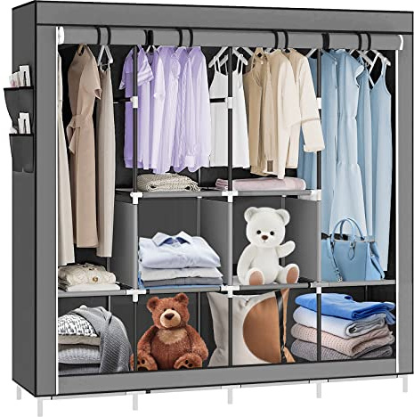 RELOVE Armadietto portaoggetti pieghevole in tessuto non tessuto, guardaroba, guardaroba per camera da letto, armadio, armadio, armadio, scaffali per vestiti (167 x 45 x 170 cm)