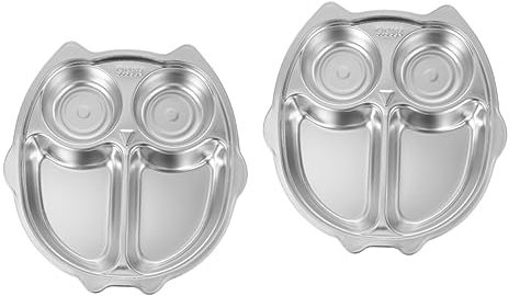 Lot de 2 assiettes à dîner en acier inoxydable pour enfants, mini récipients à gâteaux, ustensiles de service en acier inoxydable