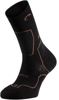 Lurbel Posets Five, Calcetín para trekking, calcetín sin costuras, calcetines de lana, calcetines térmicos, anti-ampollas, unisex. (S - (36/38), Black/Brown)
