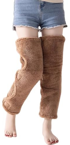 Kabelife Damen Kaschmir Kniewärmer Warmer Kältebeständig Winddicht Beinwärmer Legwarmer Gefütterte Beinstulpen Beinschutz Klettverschluss Haus Outdoor (Khaki)