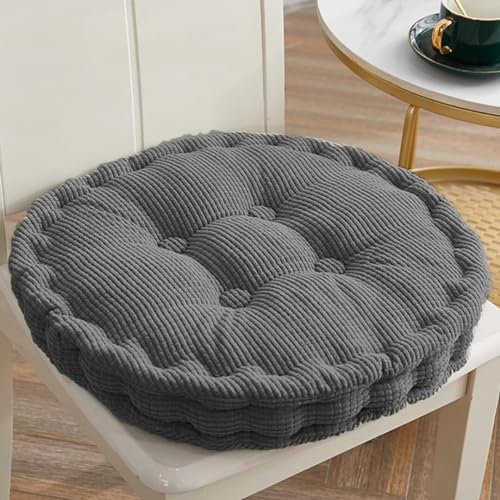 Bettschlange Sitzkissen Outdoor, 2er Set Stuhlkissen 50x50cm, Dicke Bodenkissen, Sitzpolster Outdoor für Bank und Gartenstuhl(Runde,Dunkelgrau,50 x 50 cm)