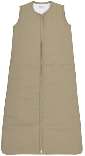 Meyco Baby Woven Uni babysovsäck, sovsäck (100% bomull, hudvänlig, säker passform, lång dragkedja, sommarsovsäck baby, storlek: 110 cm), taupe