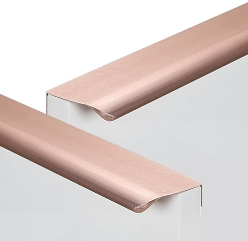 JMCXSM592 2 Stück Möbelgriffe Versteckter,Kleiderschrankgriffe invisibilità,Schrankgriff Aluminium,Türklinken Modernes,Profilgriff Geschwungener,Türgriff Schubladengriff Knöpfe (Roségold,300mm)