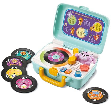 VTech - Baby Tourne-Disque, Boîte à Musique Bébé, Tourne-Disque Vinyle Vintage Enfant Parlant et Interactif, Jouet d'Éveil Musical, Cadeau Enfant Dès 1 an - Contenu en Français