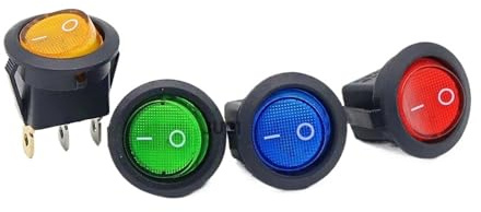 1 pièces/5 pièces 12V/220V led interrupteur interrupteur interrupteur de voiture bouton lumières marche/arrêt 3pin rond interrupteur à bascule(Green,220V_5PCS)