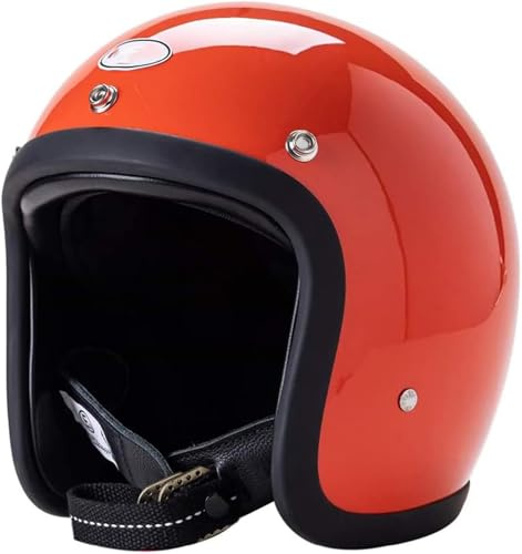 RCGNR Classic 500TX Small Body Helm 3/4 Offener Sturzhelm, Helmet Motorrad-Helm Vintage Jet-Helm Scooter-Helm Halbhelme Motorrad Helm ECE Zertifiziert,Orange,L