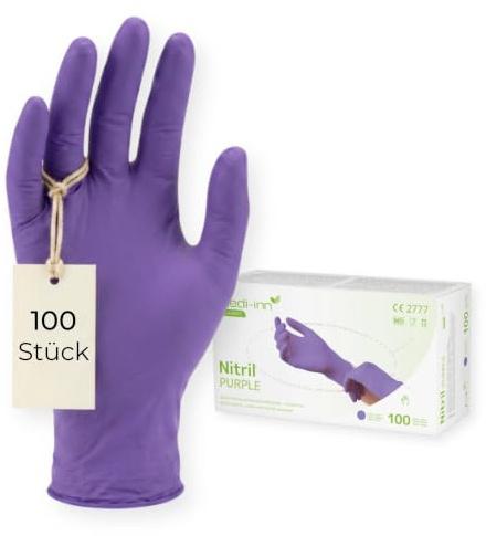 Medi-Inn+ Nitril Purple Einmalhandschuhe, lila, puderfrei (S, 100 Stück)