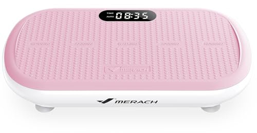 MERACH Vibration Plate Exercise Machine, Vibration Plate 440 Lbs Capacity, Bluetooth and Silicone Pedal, Stimulate Deep Fat, Vibration Plate for Lymphatic Drainage, Vibrating for Weight Loss (Pink)