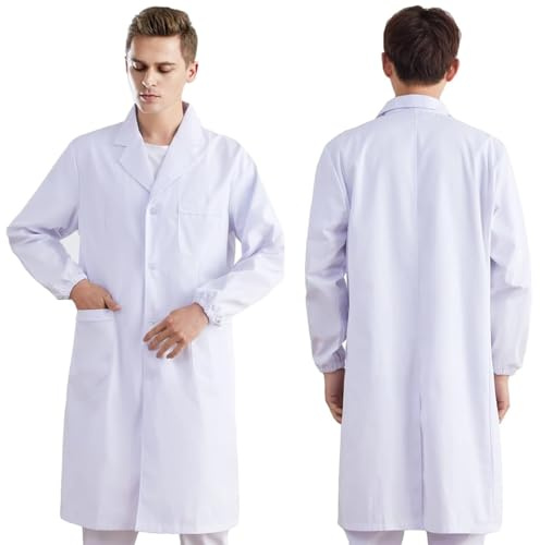 IKOPFLN Camice da laboratorio bianco, camice da laboratorio chimico, camice da medico unisex