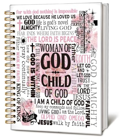 LIANGW Pink Christian Notebook, Child of God Christian Journal for Women, Bible Journal Notebook, Church Notes Notebook, Prayer Journal for Woman, Bible Hardcover Spiral Notebook Journal 5.5x8.3 Inch