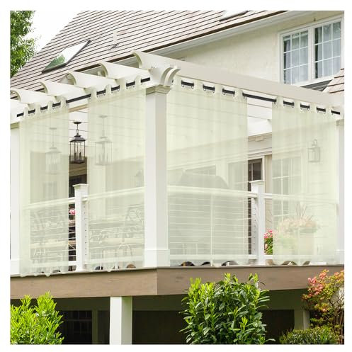 Wasserdichte, durchsichtige Outdoor-Vorhänge für Garten, Terrasse, Pavillon, gelbe Voile-Vorhänge mit Ösen, für Veranda, Pergola, Cabana, 500 x 254 cm