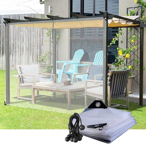 Telone Impermeabile Trasparente per Esterno, PVC Tenda da Balcone In Plastica, Teloni Pannelli Laterali, per Terrazze Balcone Garage(10'x13'/3x4m)