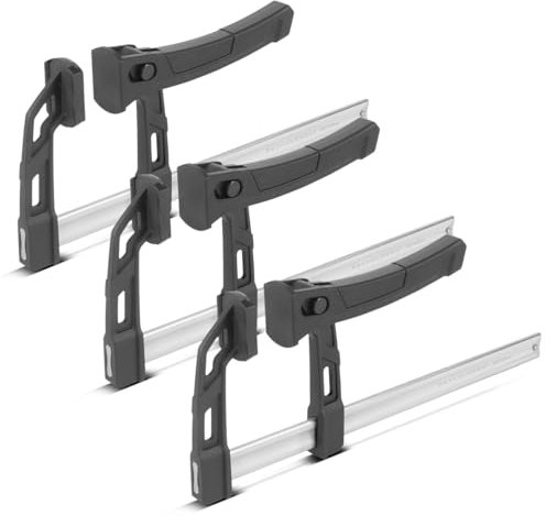 STAHLWERK 3 x Hebelzwinge 80x160 mm | kraftvolle Klemmzwinge mit 100 kg Druckkraft | Schnellspanner zum präzisen Fixieren von Werkstücken |stabile Zwinge mit Spannweite 160 mm, Spanntiefe 80 mm