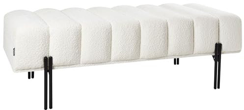 Bettbank Stoff Chenillegewebe Creme weiß gesteppt 125 cm modern Carey