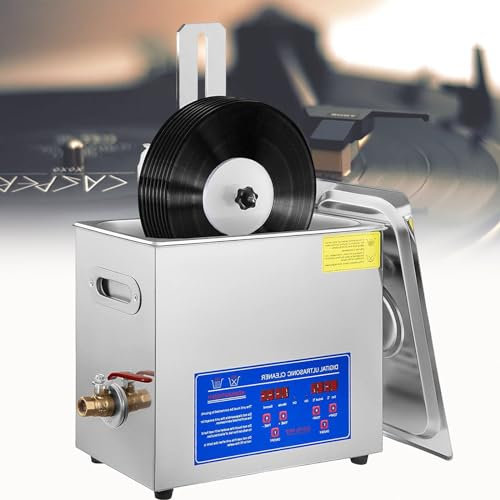 Ultrasonic Vinyl Record Cleaner - 6L Capacity, 180W Machine for 7-12 Inch Records, Includes Drying Rack - Ideal for Cleaning Vinyl, Jewelry, Watches