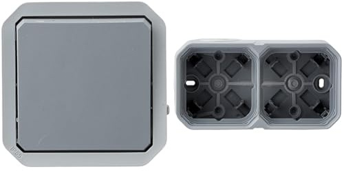 LEGRAND - Interrupteur ou va-et-vient Plexo composable - gris avec Boîtier apparent 2 postes Plexo horizontal ou vertical - gris