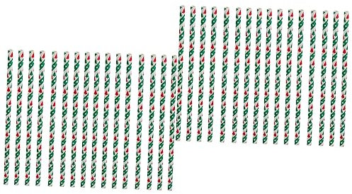 minkissy 100pcs Dots Christmas Straws Reusable Paper Straws Party Supplies Decorative for Holiday Cocktails Celebrations