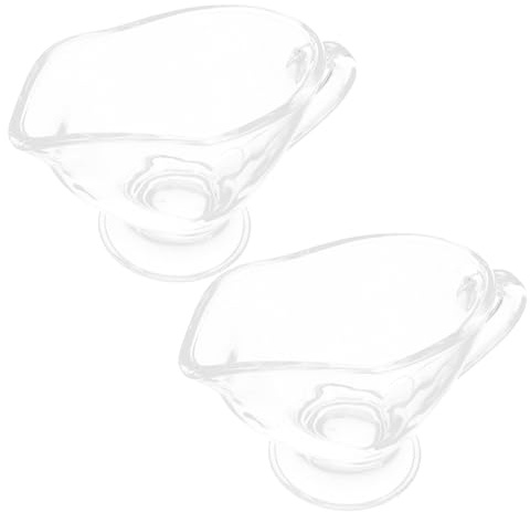 Zerodeko Juego De 2 Salseras De Vidrio 215 Ml Con Asa, Recipiente Para Salsa Estable y Transparente, Dispensador Práctico Para Servir Leche o Salsas Cocina y Mesa