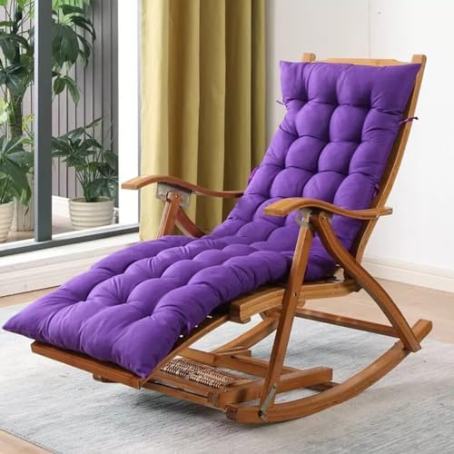 GXXINGIN Schaukelsessel, zusammenklappbarer Liegestuhl, weich gepolsterter Lazy Chair Glider für Balkon, Pool, Hinterhof, Freizeitstuhl aus Holz, Old Man Chair (lila)
