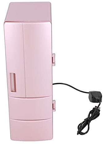 Baxnore Mini frigorifero USB USB silenziosi silenziosi risparmio di raffreddamento a doppio uso e riscaldamento Mini frigo per la camera da letto Auto per ufficio Oro rosa 12 x 8,5 x 25 cm