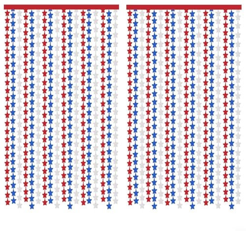 Set di 2 tende con frange in lamina a forma di stella, per decorazioni per il giorno dell'indipendenza